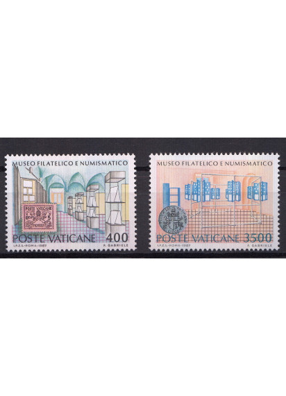 1987 Vaticano Inaugurazione Museo Filatelico e Numismatico serie 2 Valori Sassone 815-6